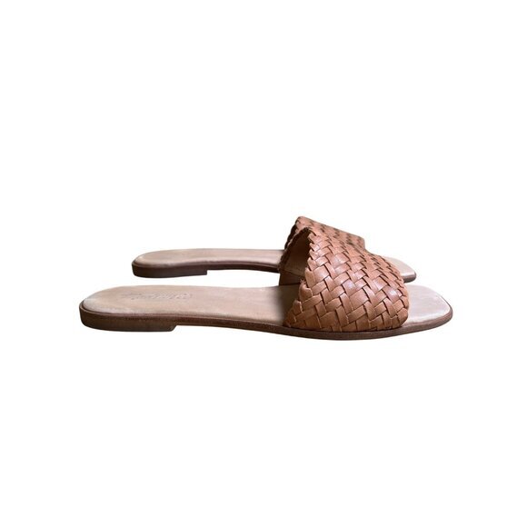 Madewell Lianne Braided Tan Leather Slides‎ Size 9.5 Sandals Flats Beach Cruise - Picture 2 of 10